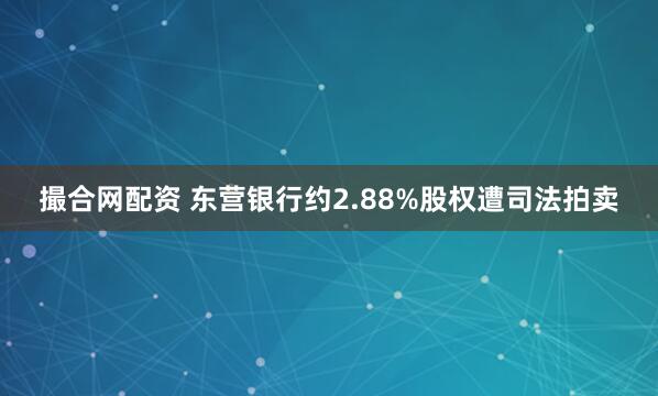 撮合网配资 东营银行约2.88%股权遭司法拍卖